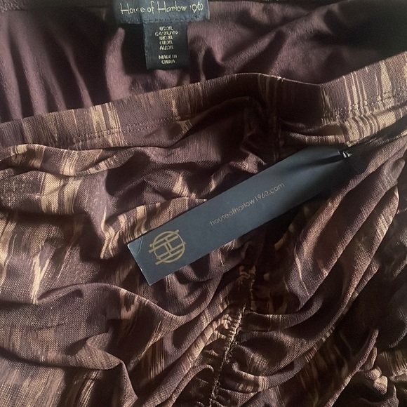 HOUSE OF HARLOW 1960 Ruched Fully Lined Brown & Tan Midi Pencil XL Skirt‎ - Picture 7 of 7